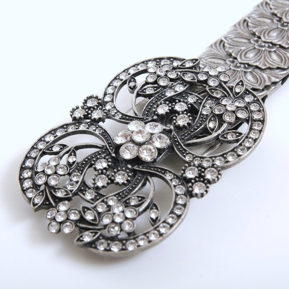 NWOT Silver Metal Scales Belt with Rhinestone Buckle‎ - Picture 7 of 10